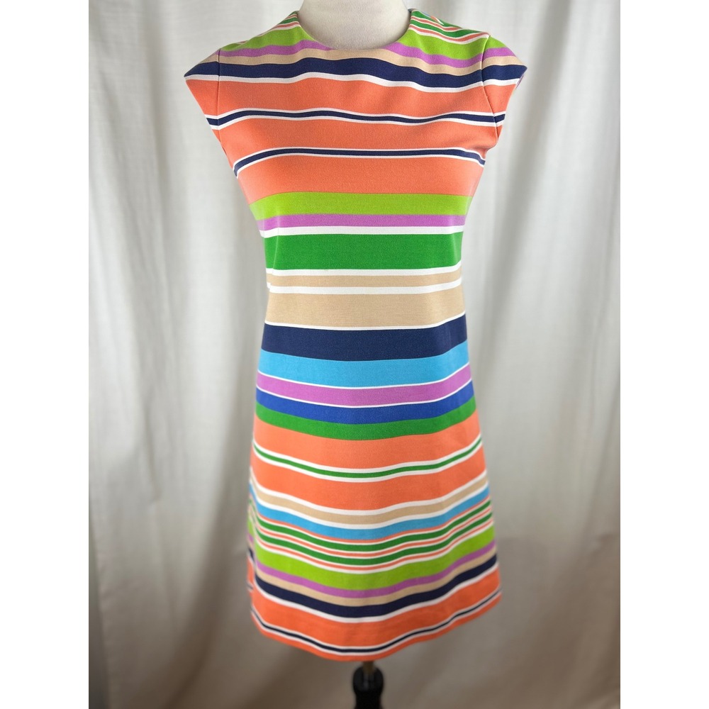 Kate Spade New York Multi‎ Color Striped Sleeveless Mini Zip Shift Dress Size 0